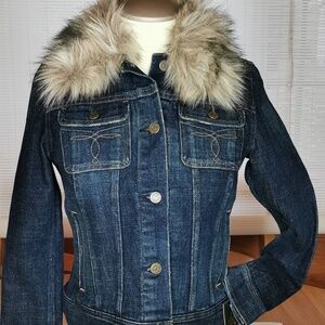 NWT Ralph Lauren Jean Jacket with detachable faux fur Collar  XS